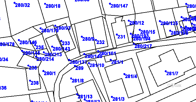 Parcela st. 280/161 v KÚ Nový Šaldorf, Katastrální mapa