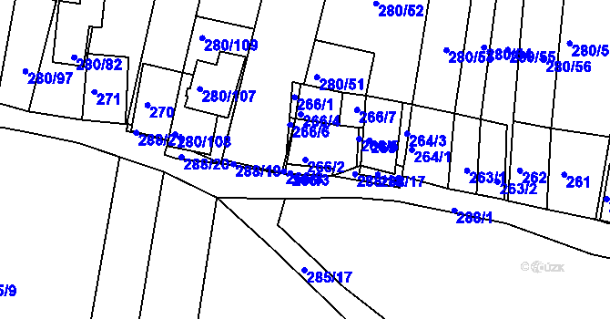 Parcela st. 266/2 v KÚ Nový Šaldorf, Katastrální mapa