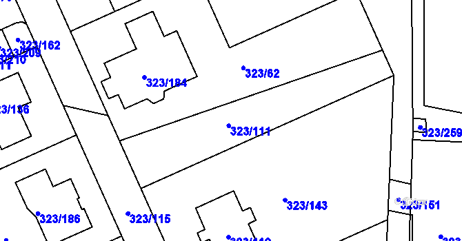 Parcela st. 323/111 v KÚ Nový Šaldorf, Katastrální mapa