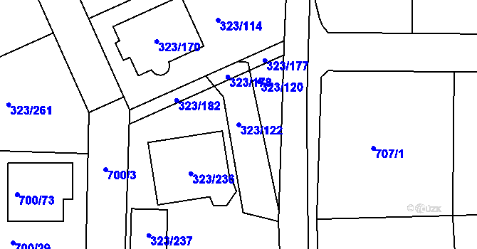 Parcela st. 323/122 v KÚ Nový Šaldorf, Katastrální mapa