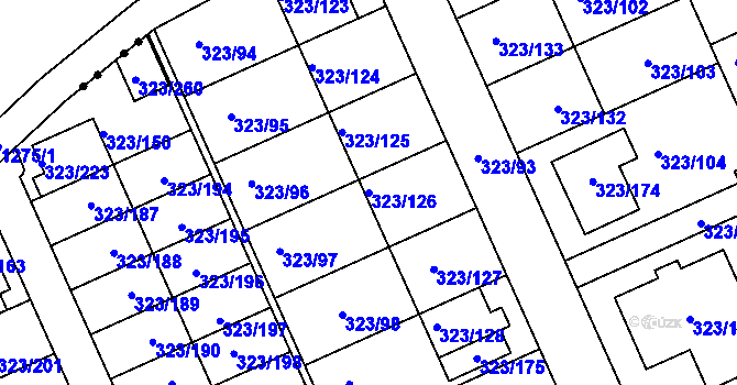 Parcela st. 323/126 v KÚ Nový Šaldorf, Katastrální mapa