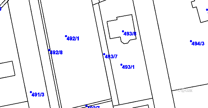 Parcela st. 493/7 v KÚ Nový Šaldorf, Katastrální mapa
