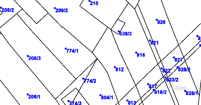 Parcela st. 777 v KÚ Nový Šaldorf, Katastrální mapa