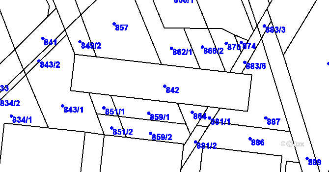Parcela st. 842 v KÚ Nový Šaldorf, Katastrální mapa