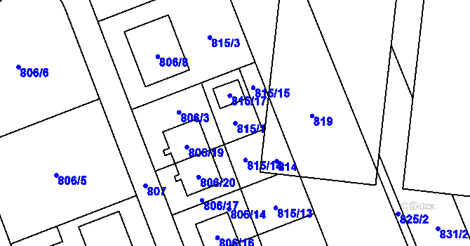 Parcela st. 815/1 v KÚ Nový Šaldorf, Katastrální mapa