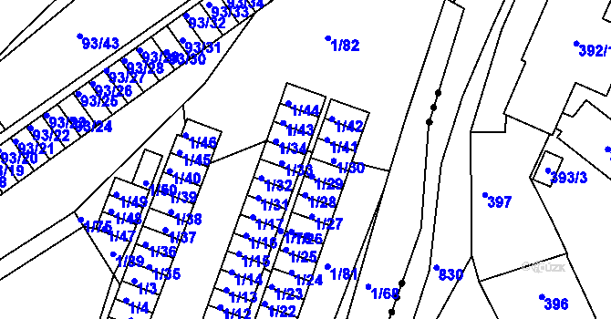 Parcela st. 1/80 v KÚ Nový Šaldorf, Katastrální mapa