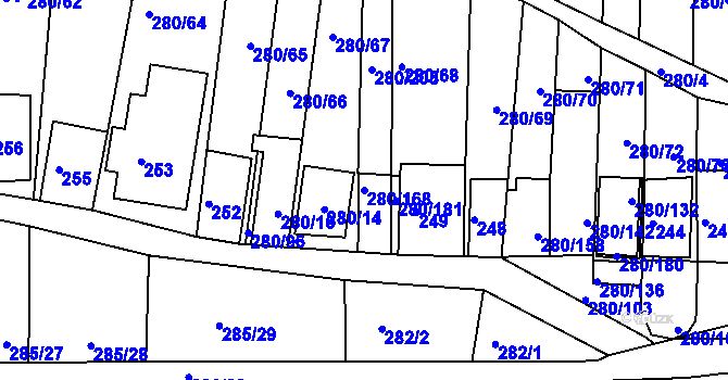 Parcela st. 280/168 v KÚ Nový Šaldorf, Katastrální mapa