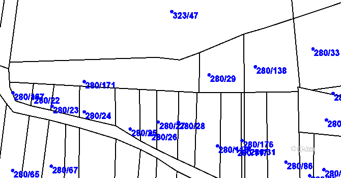 Parcela st. 280/174 v KÚ Nový Šaldorf, Katastrální mapa