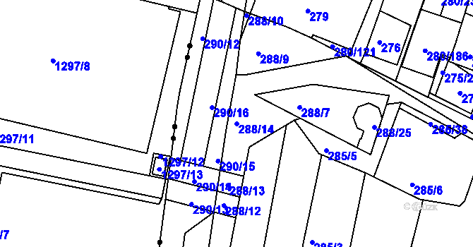 Parcela st. 288/14 v KÚ Nový Šaldorf, Katastrální mapa