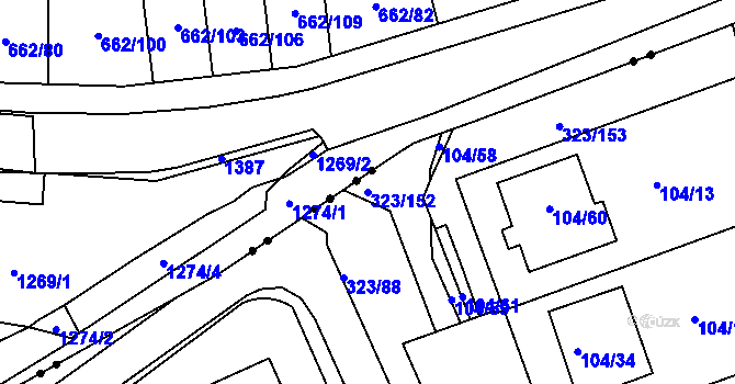 Parcela st. 323/152 v KÚ Nový Šaldorf, Katastrální mapa