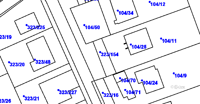 Parcela st. 323/154 v KÚ Nový Šaldorf, Katastrální mapa