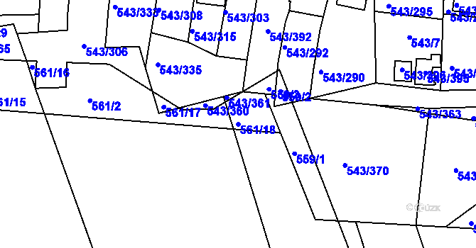 Parcela st. 561/18 v KÚ Nový Šaldorf, Katastrální mapa