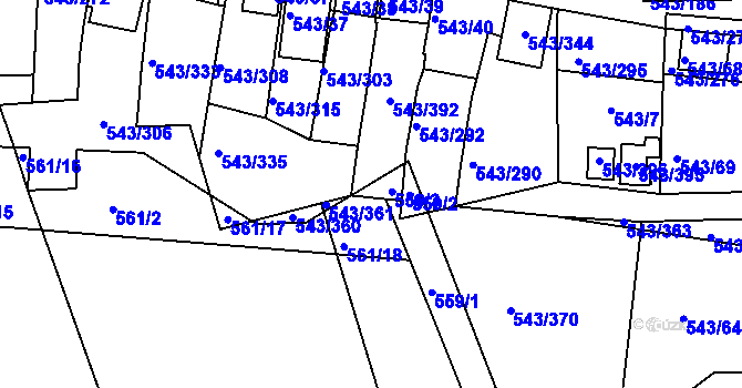 Parcela st. 561/19 v KÚ Nový Šaldorf, Katastrální mapa