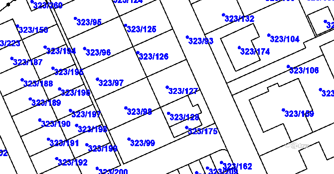 Parcela st. 323/127 v KÚ Nový Šaldorf, Katastrální mapa