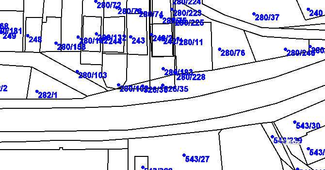 Parcela st. 326/35 v KÚ Nový Šaldorf, Katastrální mapa