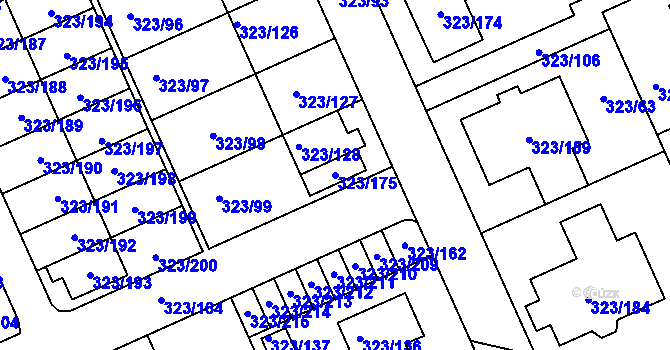 Parcela st. 323/175 v KÚ Nový Šaldorf, Katastrální mapa