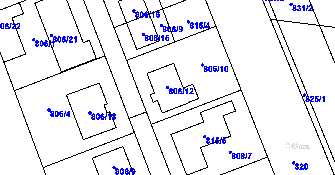 Parcela st. 806/12 v KÚ Nový Šaldorf, Katastrální mapa