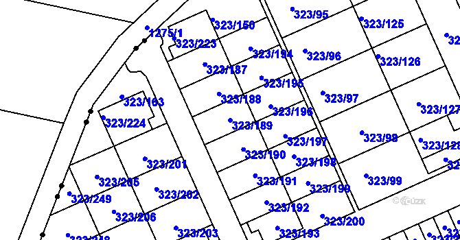 Parcela st. 323/189 v KÚ Nový Šaldorf, Katastrální mapa