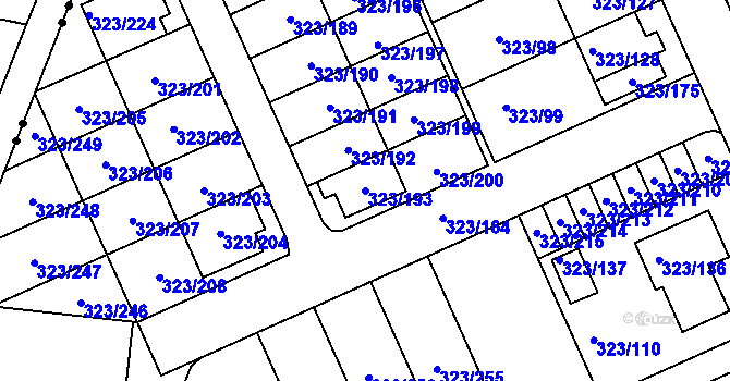 Parcela st. 323/193 v KÚ Nový Šaldorf, Katastrální mapa
