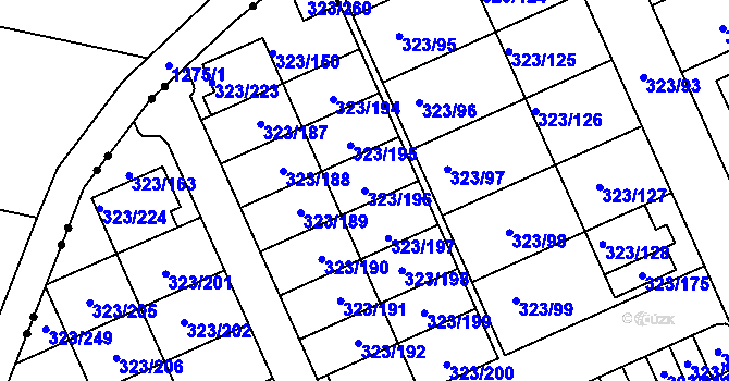 Parcela st. 323/196 v KÚ Nový Šaldorf, Katastrální mapa