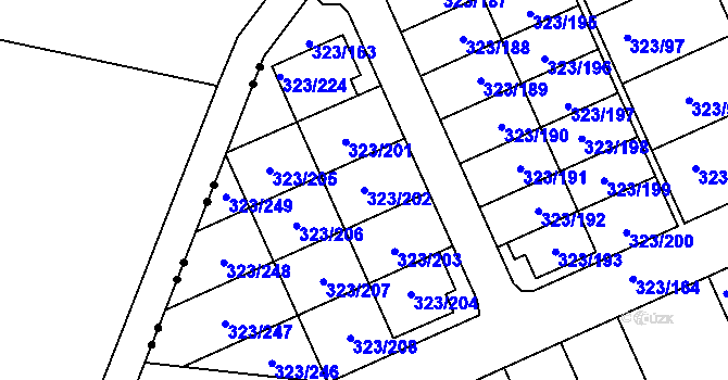 Parcela st. 323/202 v KÚ Nový Šaldorf, Katastrální mapa