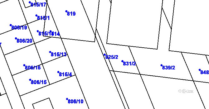 Parcela st. 825/2 v KÚ Nový Šaldorf, Katastrální mapa