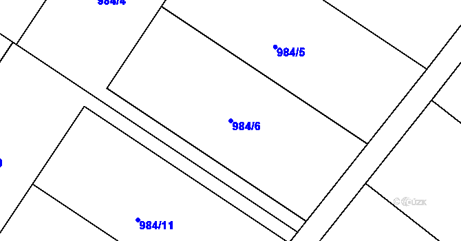 Parcela st. 984/6 v KÚ Nový Šaldorf, Katastrální mapa