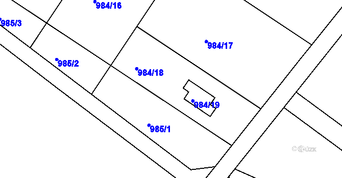 Parcela st. 984/18 v KÚ Nový Šaldorf, Katastrální mapa