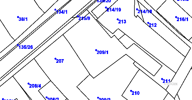 Parcela st. 209/1 v KÚ Nový Šaldorf, Katastrální mapa