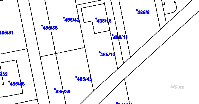 Parcela st. 485/10 v KÚ Nový Šaldorf, Katastrální mapa