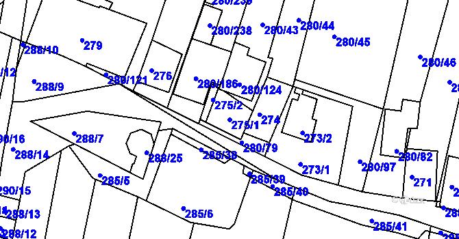 Parcela st. 275/1 v KÚ Nový Šaldorf, Katastrální mapa