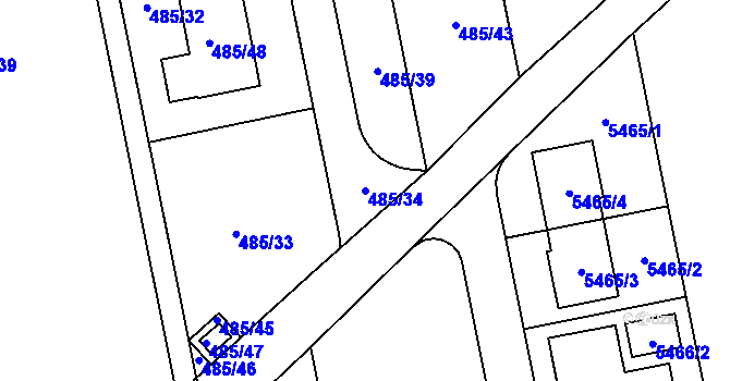 Parcela st. 485/34 v KÚ Nový Šaldorf, Katastrální mapa