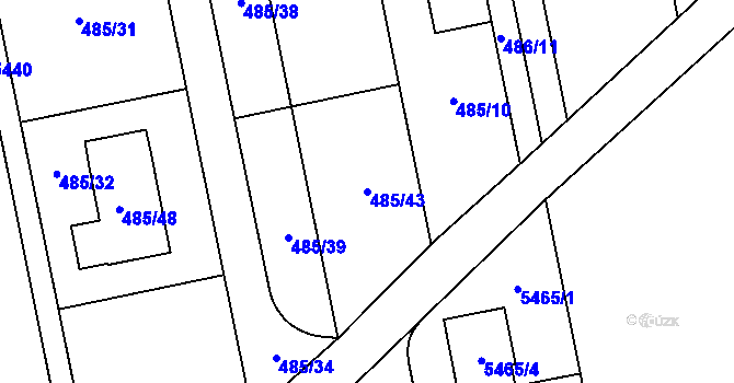 Parcela st. 485/43 v KÚ Nový Šaldorf, Katastrální mapa