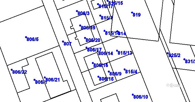Parcela st. 806/14 v KÚ Nový Šaldorf, Katastrální mapa