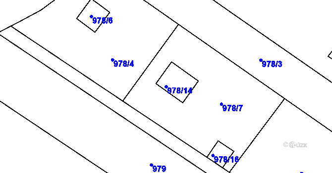 Parcela st. 978/14 v KÚ Nový Šaldorf, Katastrální mapa