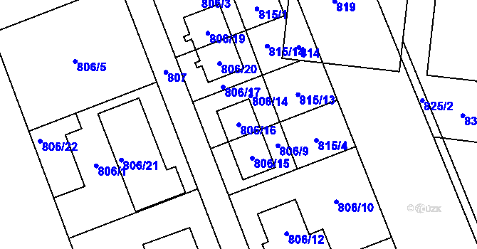 Parcela st. 806/16 v KÚ Nový Šaldorf, Katastrální mapa