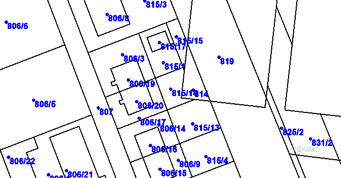 Parcela st. 815/14 v KÚ Nový Šaldorf, Katastrální mapa