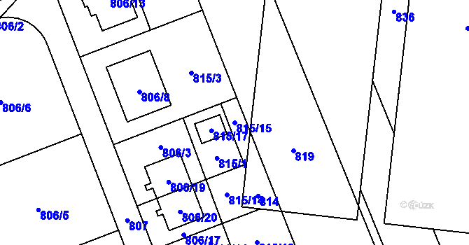 Parcela st. 815/15 v KÚ Nový Šaldorf, Katastrální mapa