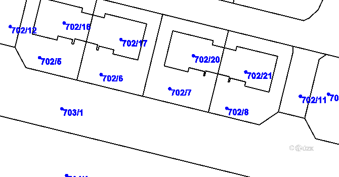 Parcela st. 702/7 v KÚ Nový Šaldorf, Katastrální mapa