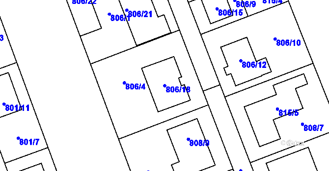 Parcela st. 806/18 v KÚ Nový Šaldorf, Katastrální mapa