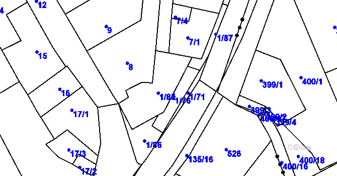 Parcela st. 1/88 v KÚ Nový Šaldorf, Katastrální mapa