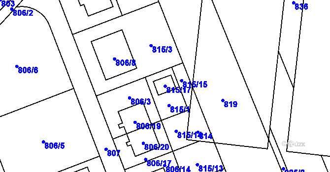 Parcela st. 815/17 v KÚ Nový Šaldorf, Katastrální mapa