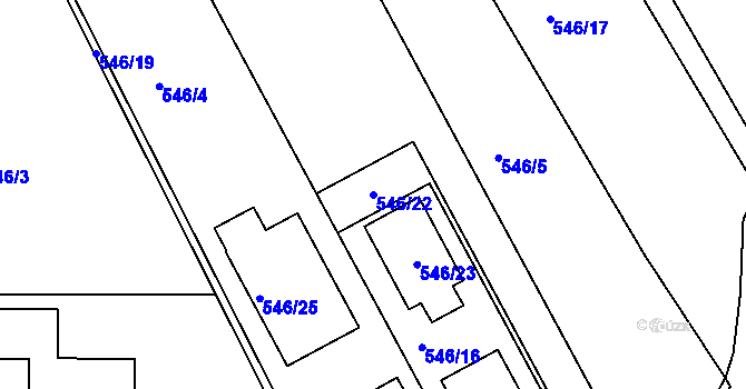 Parcela st. 546/22 v KÚ Nový Šaldorf, Katastrální mapa