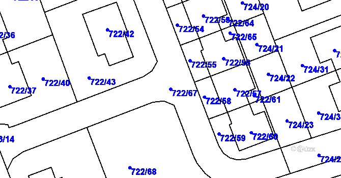 Parcela st. 722/67 v KÚ Nový Šaldorf, Katastrální mapa