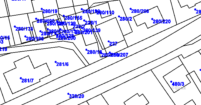 Parcela st. 280/219 v KÚ Nový Šaldorf, Katastrální mapa