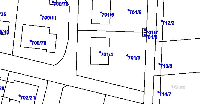 Parcela st. 701/4 v KÚ Nový Šaldorf, Katastrální mapa