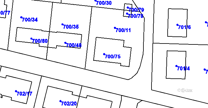 Parcela st. 700/75 v KÚ Nový Šaldorf, Katastrální mapa