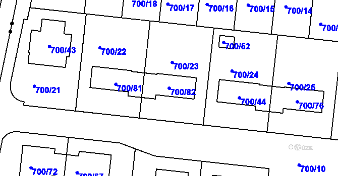 Parcela st. 700/82 v KÚ Nový Šaldorf, Katastrální mapa