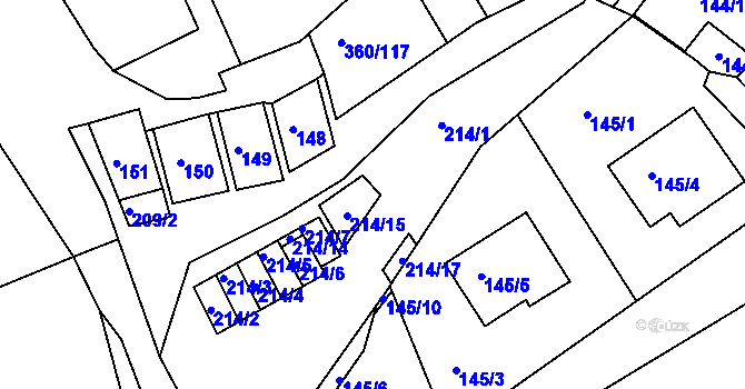 Parcela st. 214/16 v KÚ Sedlešovice, Katastrální mapa
