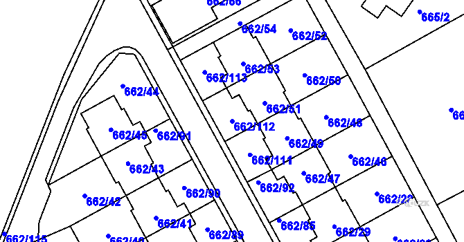 Parcela st. 662/112 v KÚ Sedlešovice, Katastrální mapa
